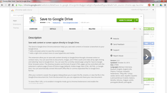 Save to Google Drive, a handy screen capture Chrome Extension