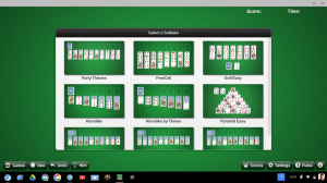 Solitaire game selection screen.