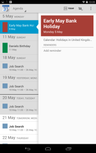 Android Calendar Agenda view