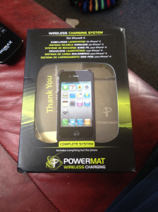 Powermat iPhone 4/4S Wireless Charging Kit all boxed up